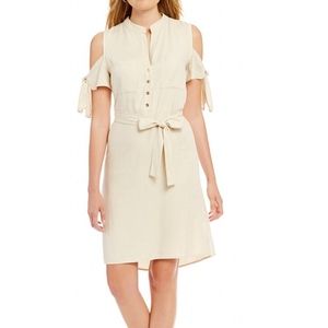 Antonio Melani Brick Cold Shoulder Twill Dress
